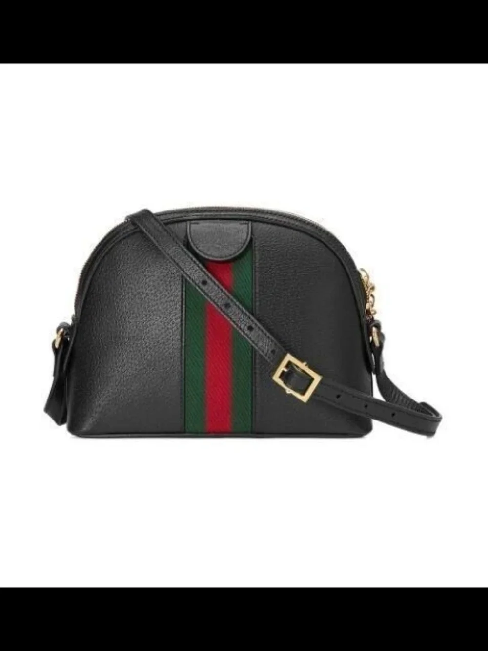 Gucci Black Leather Crossbody with Green and Red Web Stripe